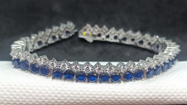 luxury new style blue Sapphire bracelet for women silver jewelry natural gem thicker silver chain birthday gift birthstone