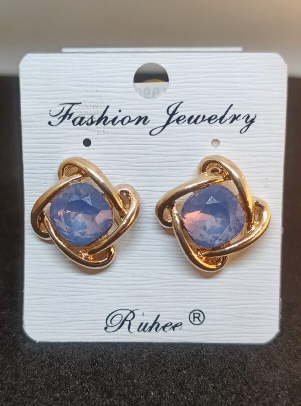 American Diamond Earring | Blue Gold Plate Pair of Earrings