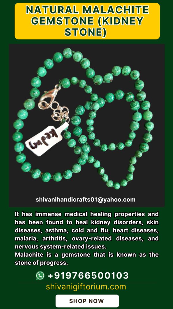 Malachite/Kidney Stone Mala With Silver Chain