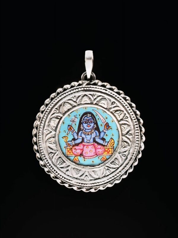 Sterling Silver Pendant With Hand Painted Goddess Kali (One Size)