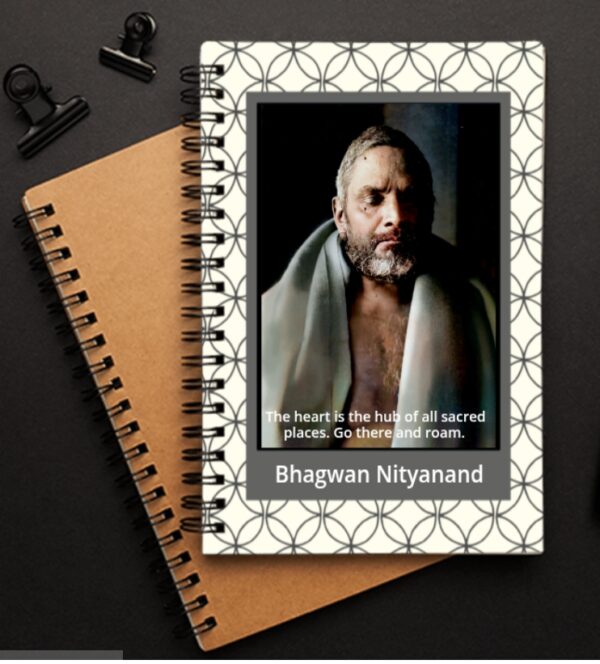 Stylish Elegant Black White Line Art Bhagwan Nityanand Photo Printed Notebook Size - A4 - Image 4