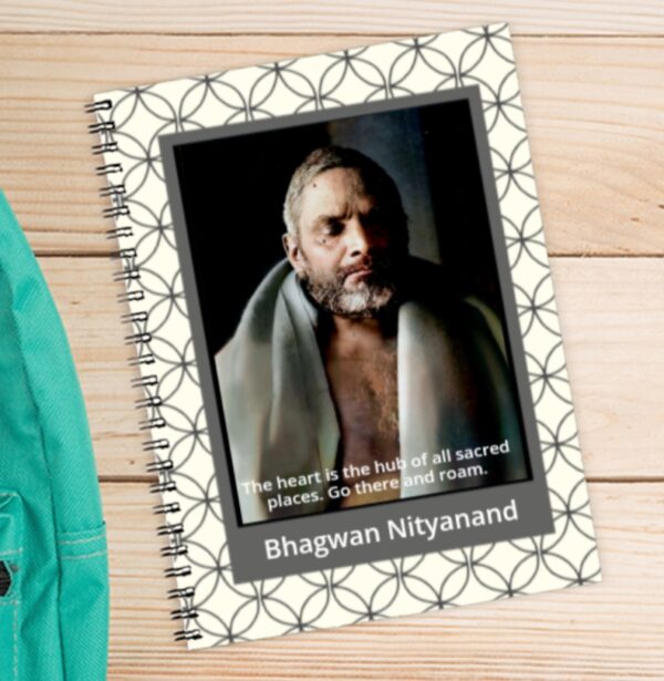 Stylish Elegant Black White Line Art Bhagwan Nityanand Photo Printed Notebook Size - A4 - Image 3