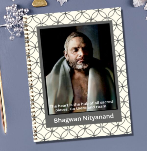 Stylish Elegant Black White Line Art Bhagwan Nityanand Photo Printed Notebook Size - A4 - Image 2