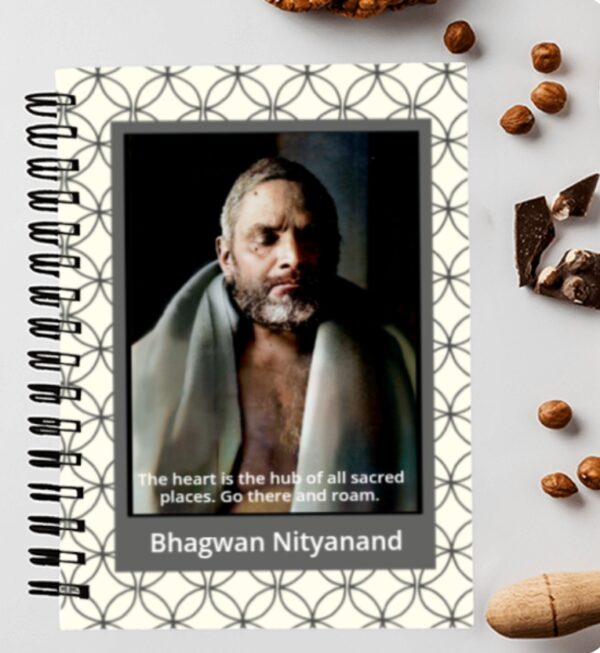 Stylish Elegant Black White Line Art Bhagwan Nityanand Photo Printed Notebook Size - A4